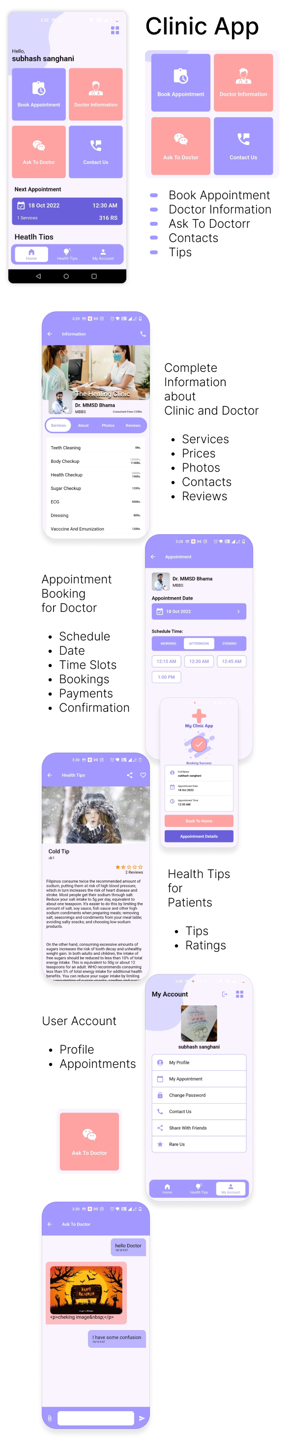 Personal Clinic App for Doctor, Complete Flutter app for doctor appointment booking