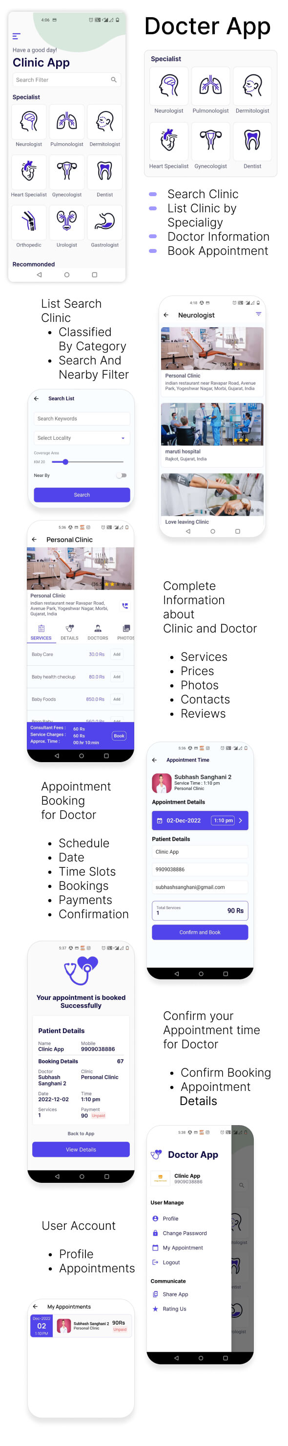Multiple Clinics/Doctors Appointment Booking Full Flutter App